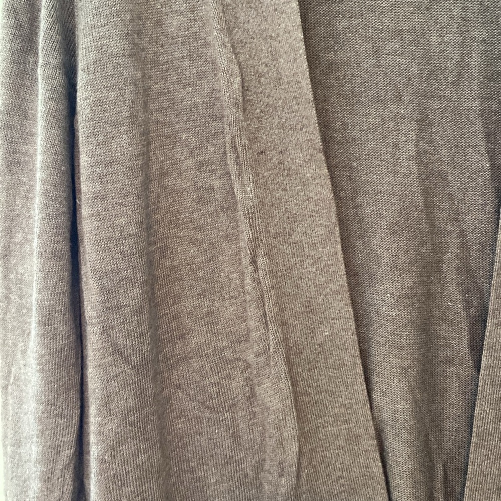 H by Halston Open Front High Low Duster Cardigan Long Sleeve Heather Iron Taupe - Picture 7 of 13
